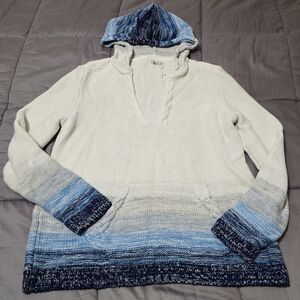 Faherty Blue White Hooded Sweatshirt